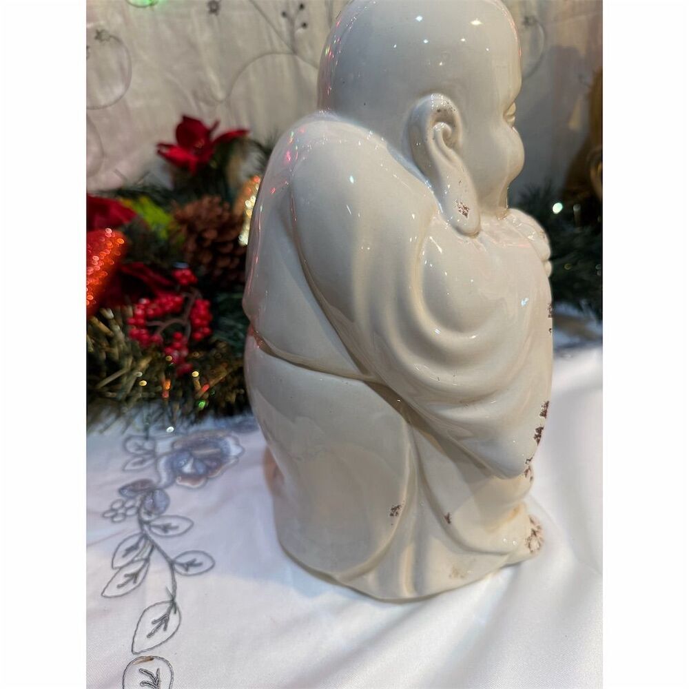 Vintage White Porcelain Happy Buddha Statue - Picture 3 of 7